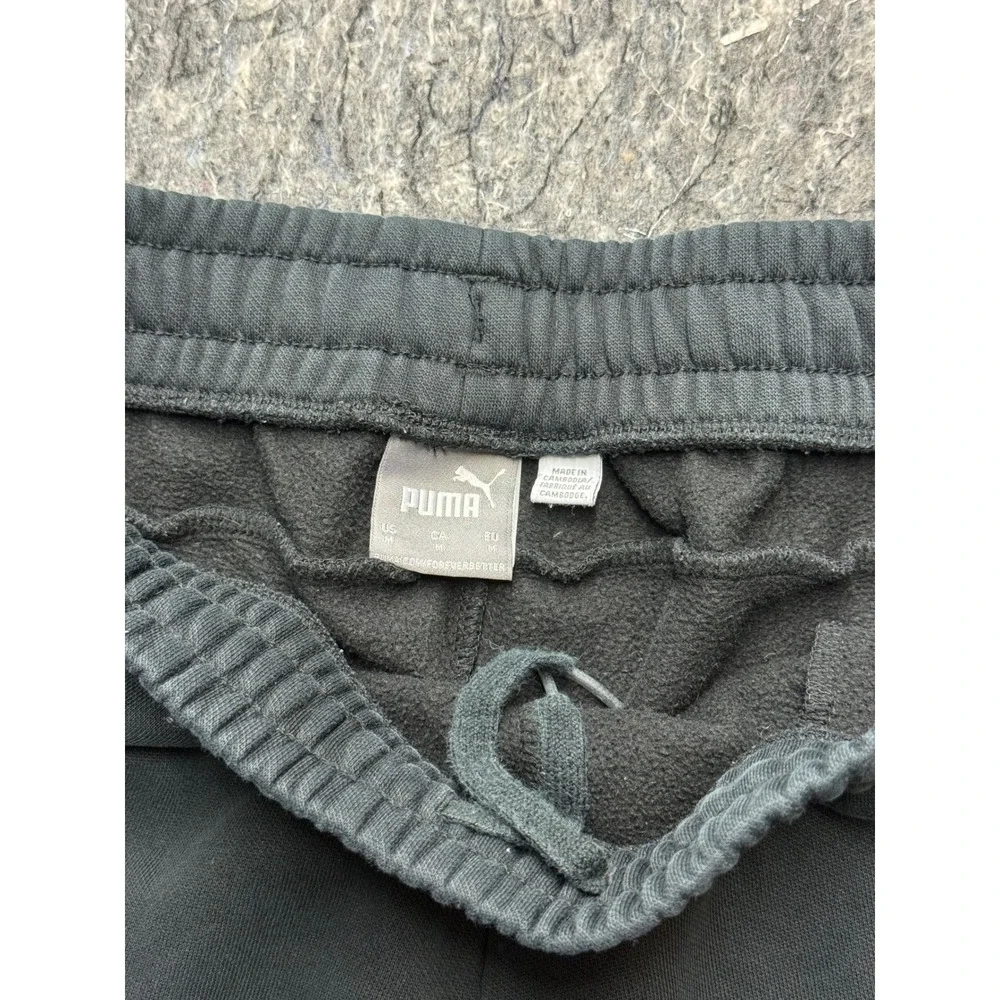 Puma Mens Fleece Lined Jogger Sweatpants Black Elastic Waist Size Medium